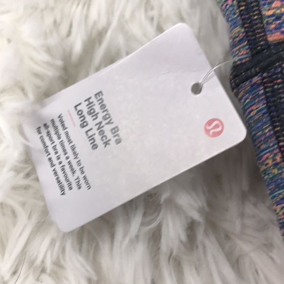 NWT Lululemon Energy Bra High Neck Long Line Spectral Fusion Jacquard Autumn Red - Picture 3 of 5